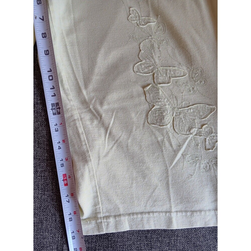 Pants 2XL Womans Light Melon Green Casual Yoga Capris Butterfly Elastic Waist - Picture 6 of 8